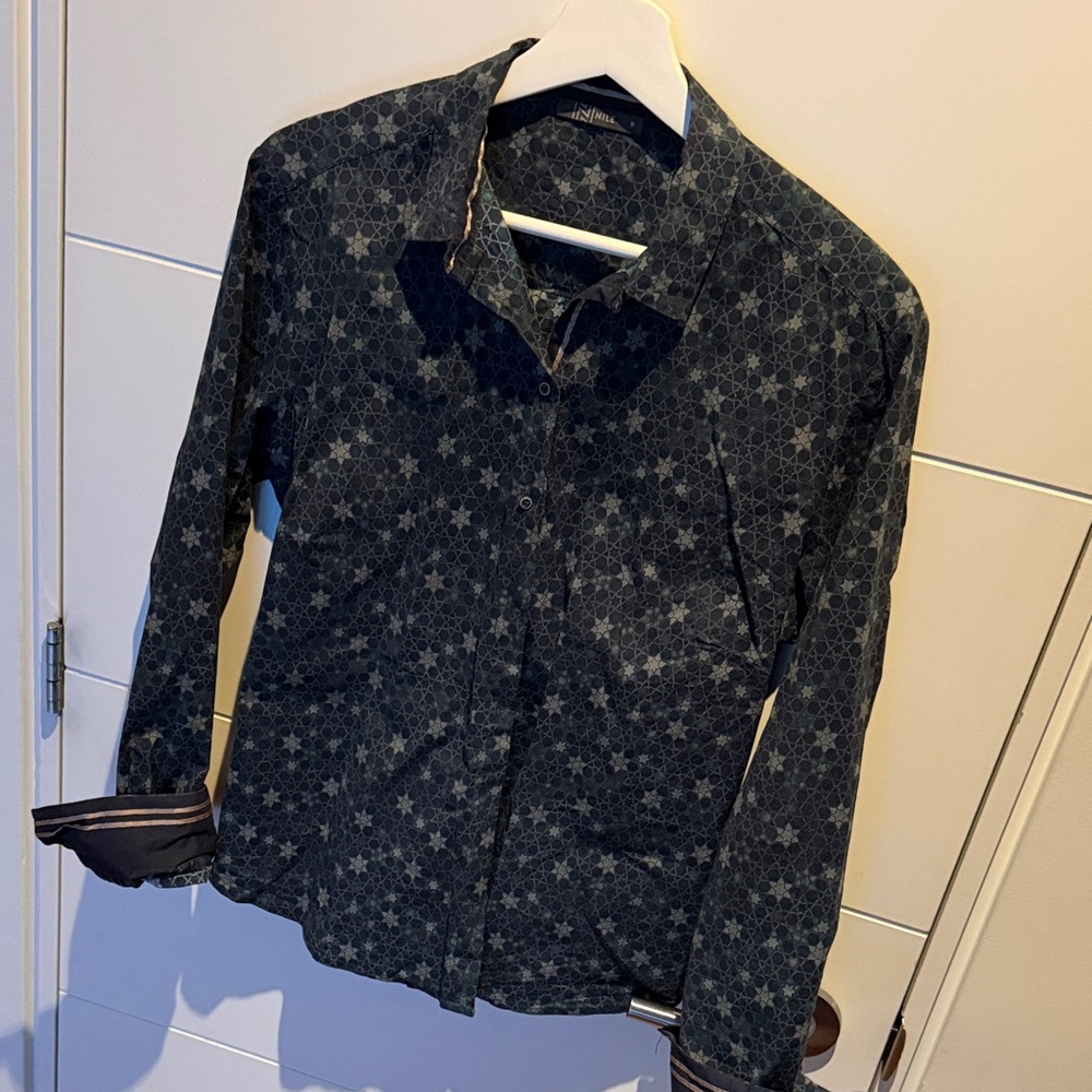 Black Star Pattern Button-Up Shirt